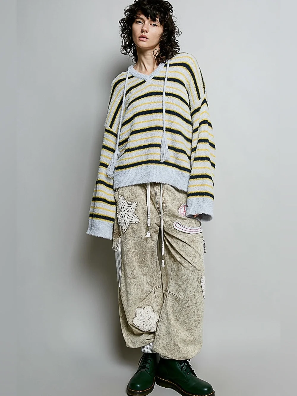 POL “ West Coast Varsity Hoodie “ Striped Sweater | Light Blue